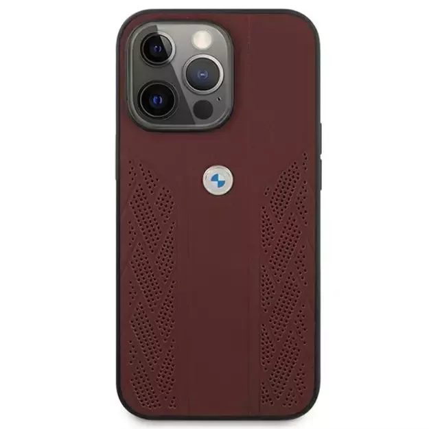 Etui BMW BMHCP13LRSPPR iPhone 13 Pro/13 6,1  czerwony/red hardcase Leather Curve Perforate 13