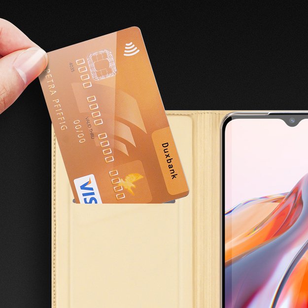 Dux Ducis Skin Pro Case For Xiaomi Redmi 11A / Poco C55 / Redmi 12C Cover Flip Card Wallet Stand Gold 4