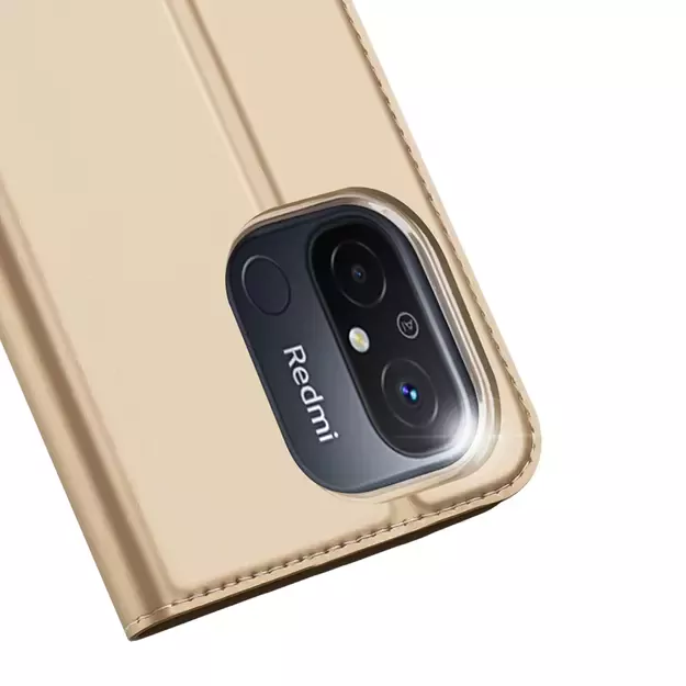 Dux Ducis Skin Pro Case For Xiaomi Redmi 11A / Poco C55 / Redmi 12C Cover Flip Card Wallet Stand Gold 19