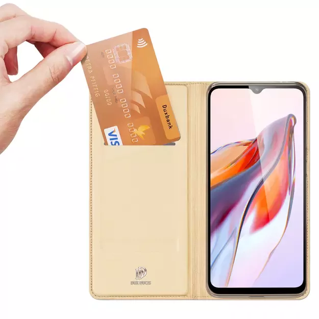 Dux Ducis Skin Pro Case For Xiaomi Redmi 11A / Poco C55 / Redmi 12C Cover Flip Card Wallet Stand Gold 18