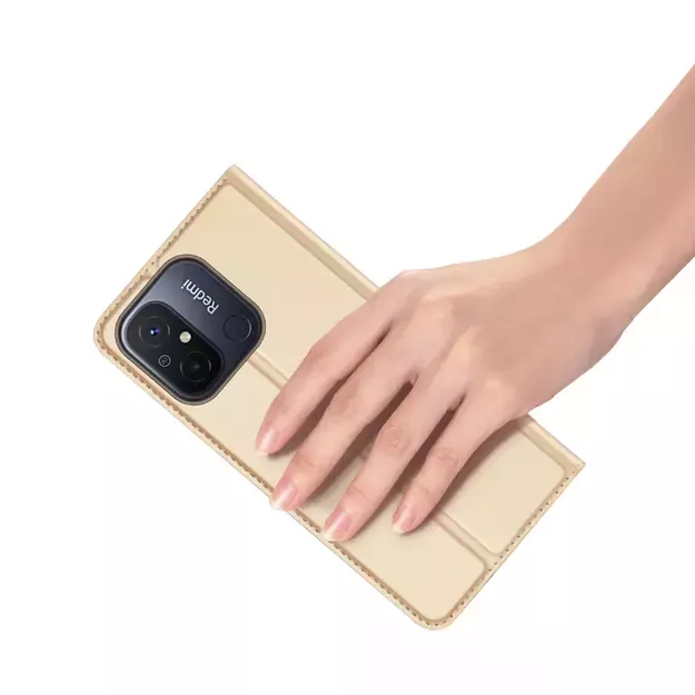 Dux Ducis Skin Pro Case For Xiaomi Redmi 11A / Poco C55 / Redmi 12C Cover Flip Card Wallet Stand Gold 23