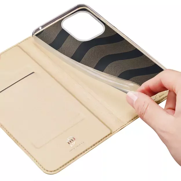 Dux Ducis Skin Pro Case For Xiaomi Redmi 11A / Poco C55 / Redmi 12C Cover Flip Card Wallet Stand Gold 24