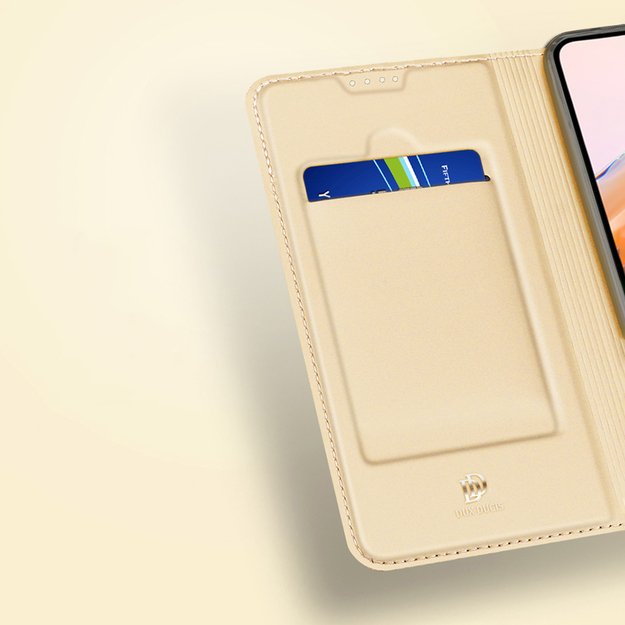 Dux Ducis Skin Pro Case For Xiaomi Redmi 11A / Poco C55 / Redmi 12C Cover Flip Card Wallet Stand Gold 1
