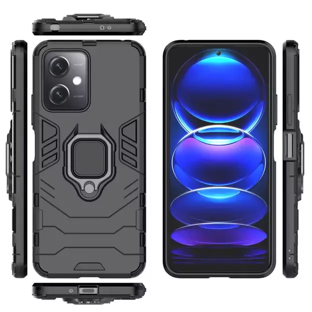 Ring Armor Case for Xiaomi Redmi Note 12 5G / Poco X5 5G Armor Cover Magnetic Holder Ring Black 4