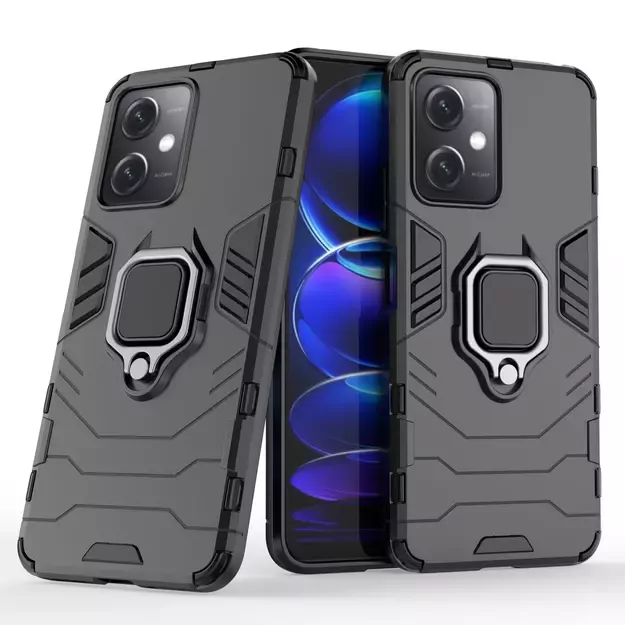 Ring Armor Case for Xiaomi Redmi Note 12 5G / Poco X5 5G Armor Cover Magnetic Holder Ring Black 3