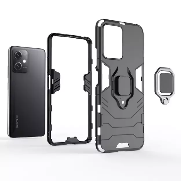 Ring Armor Case for Xiaomi Redmi Note 12 5G / Poco X5 5G Armor Cover Magnetic Holder Ring Black 15