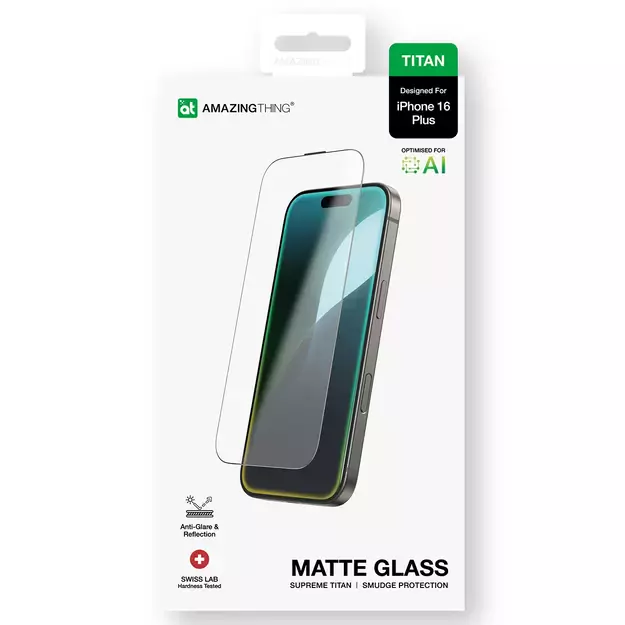 AmazingThing Titan Matte Glass tempered glass for iPhone 16 Plus 11