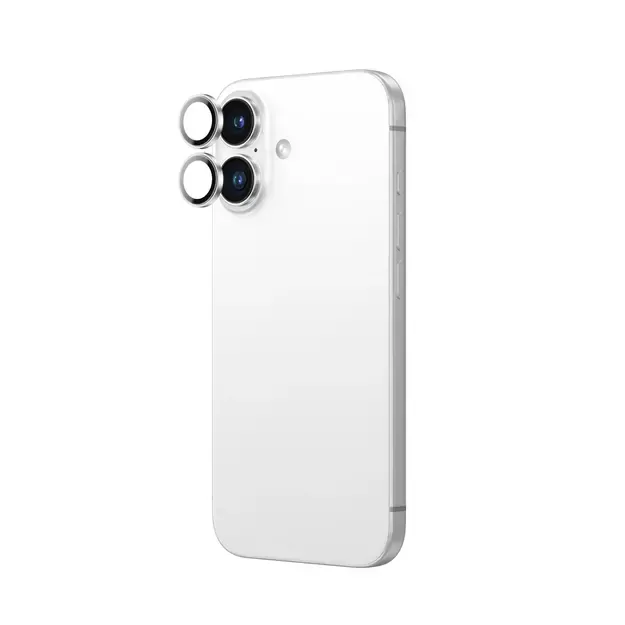 AmazingThing AR Aluminum 2 Lens Glass with Camera Lens Frame for iPhone 16 / 16 Plus - White 6