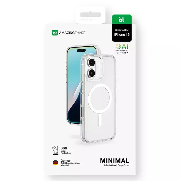 AmazingThing Minimal Mag Case with Magnetic Ring for iPhone 16 - Transparent 10