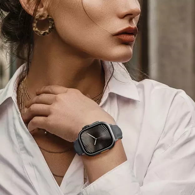 AmazingThing Class Band Leather Strap for Apple Watch 45 / 46 / 49 mm - Gray 16