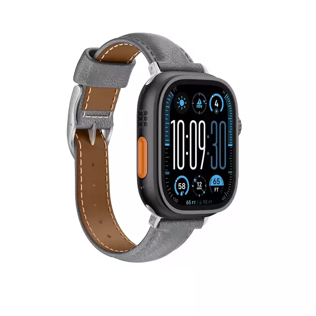 AmazingThing Class Band Leather Strap for Apple Watch 45 / 46 / 49 mm - Gray 10