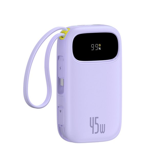 Baseus EnerFill FC31 20000mAh 45W Power Bank with Display with USB-C and Lightning Cables - Purple
