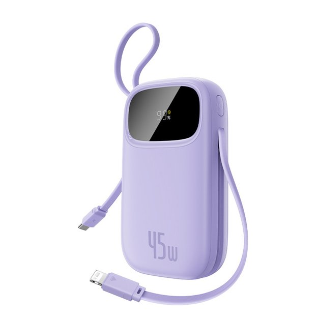 Baseus EnerFill FC31 20000mAh 45W Power Bank with Display with USB-C and Lightning Cables - Purple 1