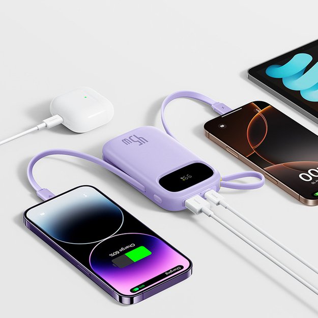 Baseus EnerFill FC31 20000mAh 45W Power Bank with Display with USB-C and Lightning Cables - Purple 4
