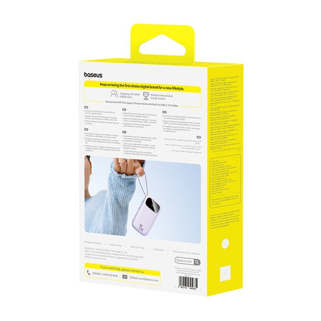 Baseus EnerFill FC31 20000mAh 45W Power Bank with Display with USB-C and Lightning Cables - Purple 3