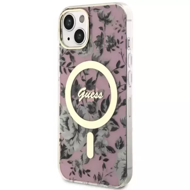 Guess GUHMP14MHCFWSP iPhone 14 Plus 6.7  pink/pink hardcase Flower MagSafe 1