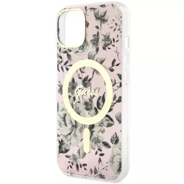 Guess GUHMP14MHCFWSP iPhone 14 Plus 6.7  pink/pink hardcase Flower MagSafe 5