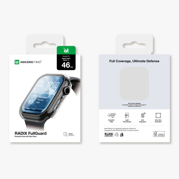 AmazingThing Radix Glass Screen Protector with Case for Apple Watch Series 11 46mm - Clear 10