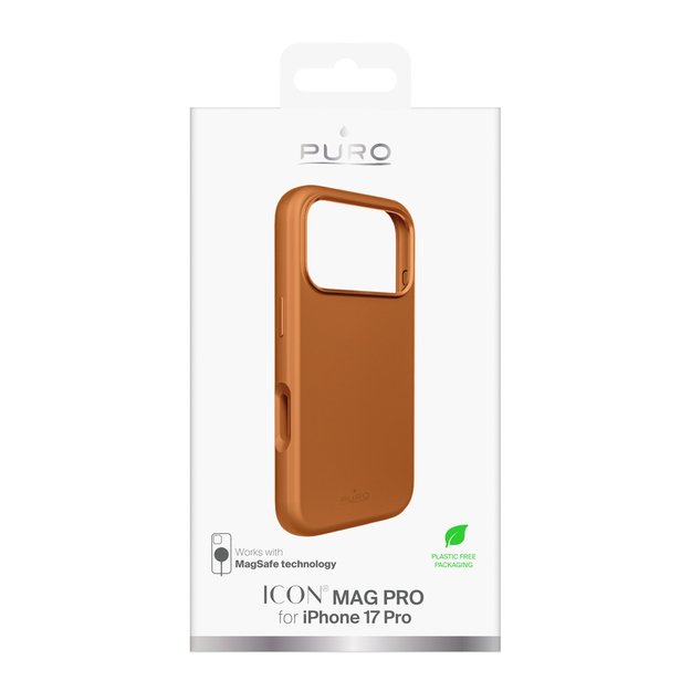 Pure Icon Mag Pro Liquid Silicone Case for iPhone 17 Pro, MagSafe Compatible, with Camera Protection and Aluminum Buttons - Orange 1