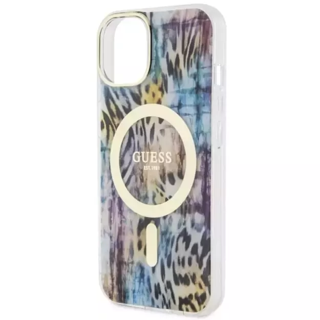 Guess Leopard MagSafe case for iPhone 14 - blue 12