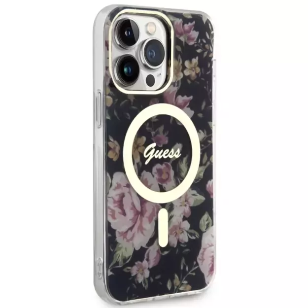 Guess GUHMP14XHCFWSK iPhone 14 Pro Max 6.7&quot  black/black hardcase Flower MagSafe 3