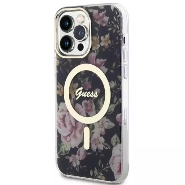 Guess GUHMP14XHCFWSK iPhone 14 Pro Max 6.7&quot  black/black hardcase Flower MagSafe 1