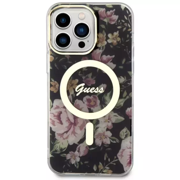 Guess GUHMP14XHCFWSK iPhone 14 Pro Max 6.7&quot  black/black hardcase Flower MagSafe 2