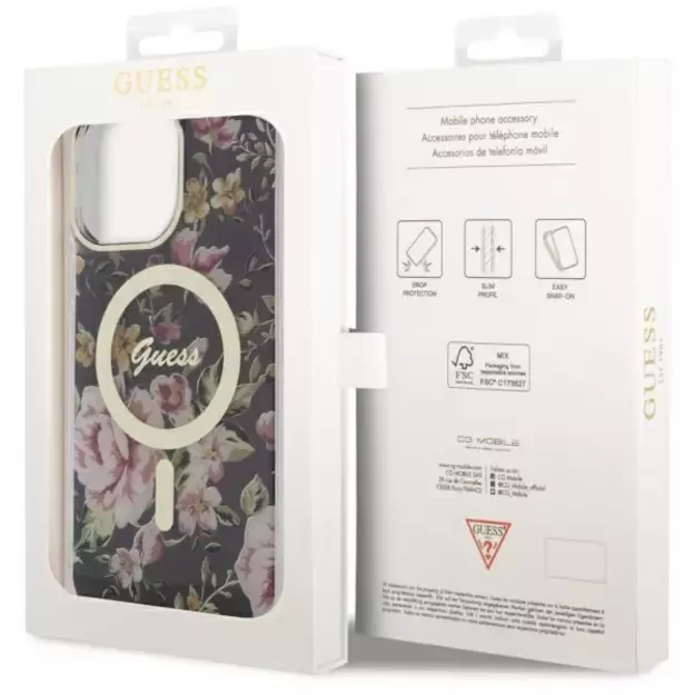 Guess GUHMP14XHCFWSK iPhone 14 Pro Max 6.7&quot  black/black hardcase Flower MagSafe 7