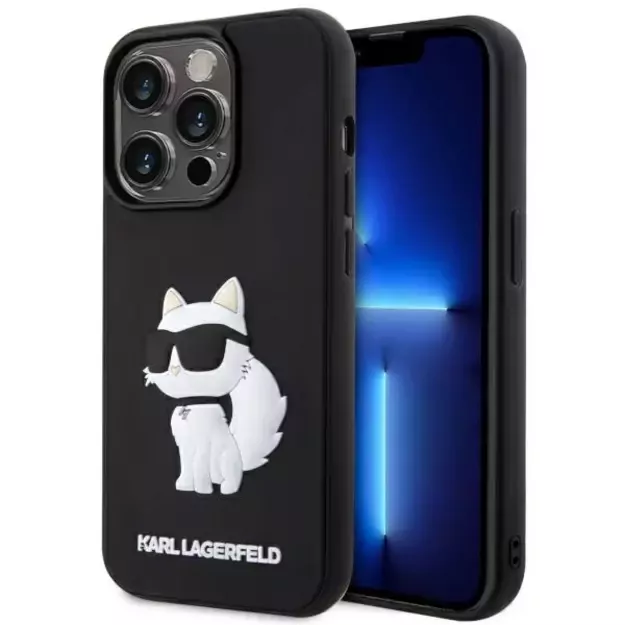 Karl Lagerfeld KLHCP14X3DRKHNK iPhone 14 Pro Max 6.7&quot  black/black hardcase Rubber Choupette 3D