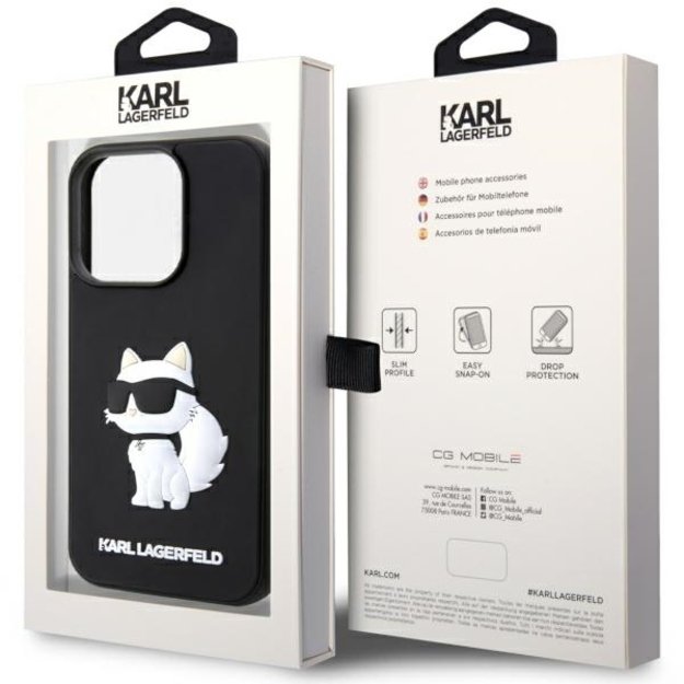 Karl Lagerfeld KLHCP14X3DRKHNK iPhone 14 Pro Max 6.7&quot  black/black hardcase Rubber Choupette 3D 14