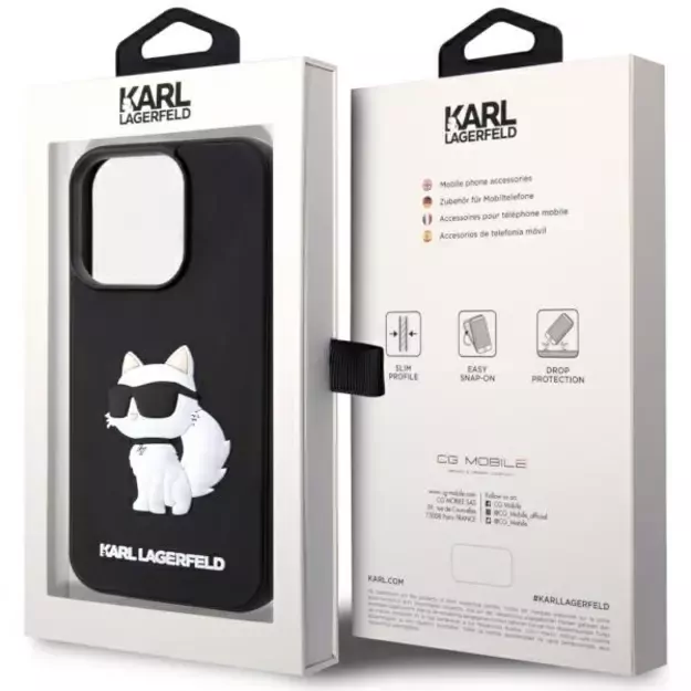 Karl Lagerfeld KLHCP14X3DRKHNK iPhone 14 Pro Max 6.7&quot  black/black hardcase Rubber Choupette 3D 7