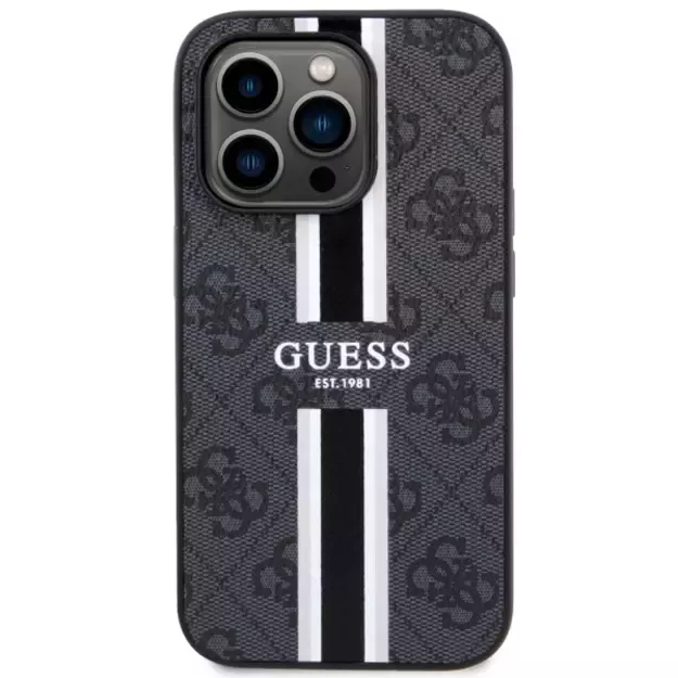 Guess GUHMP14LP4RPSK iPhone 14 Pro 6.1&quot  black/black hardcase 4G Printed Stripes MagSafe 9