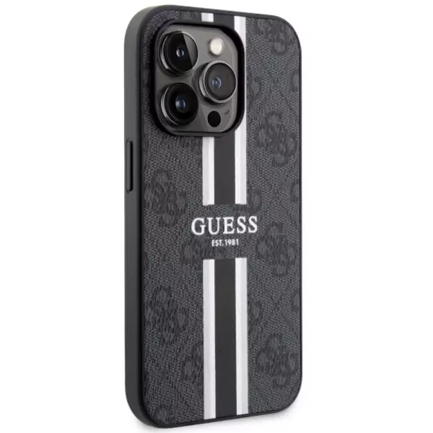 Guess GUHMP14LP4RPSK iPhone 14 Pro 6.1&quot  black/black hardcase 4G Printed Stripes MagSafe 10