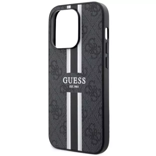Guess GUHMP14LP4RPSK iPhone 14 Pro 6.1&quot  black/black hardcase 4G Printed Stripes MagSafe 12