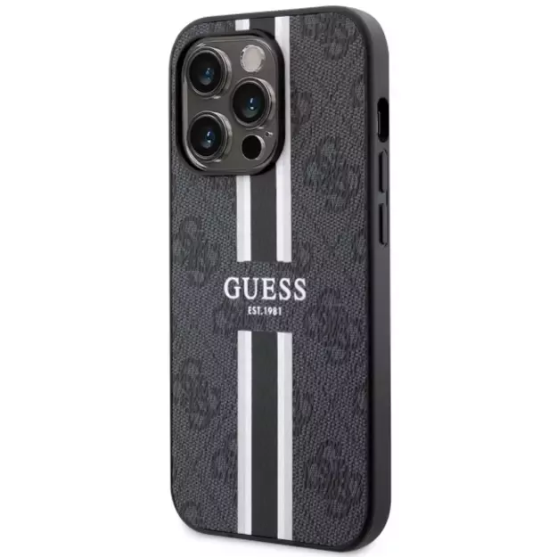 Guess GUHMP14LP4RPSK iPhone 14 Pro 6.1&quot  black/black hardcase 4G Printed Stripes MagSafe 8