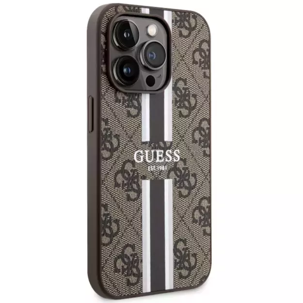 Guess GUHMP14XP4RPSW iPhone 14 Pro Max 6.7&quot  brown/brown hardcase 4G Printed Stripes MagSafe 3