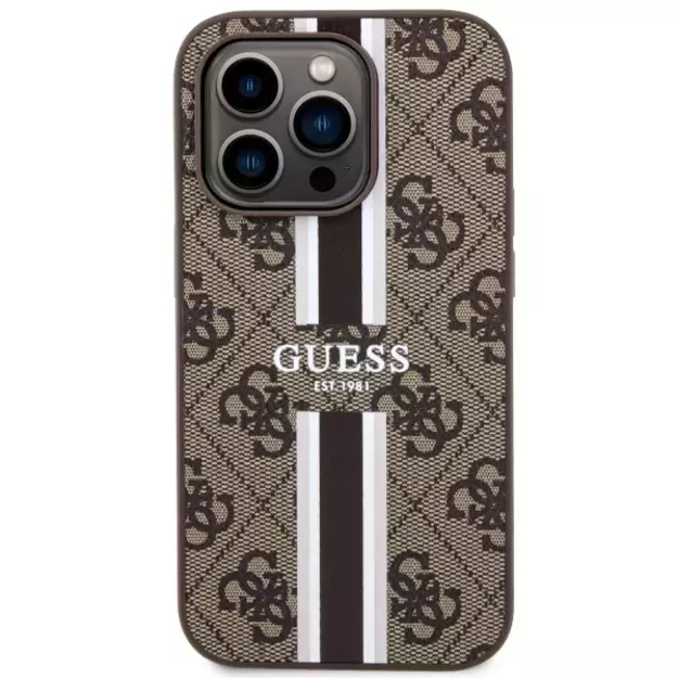 Guess GUHMP14XP4RPSW iPhone 14 Pro Max 6.7&quot  brown/brown hardcase 4G Printed Stripes MagSafe 2