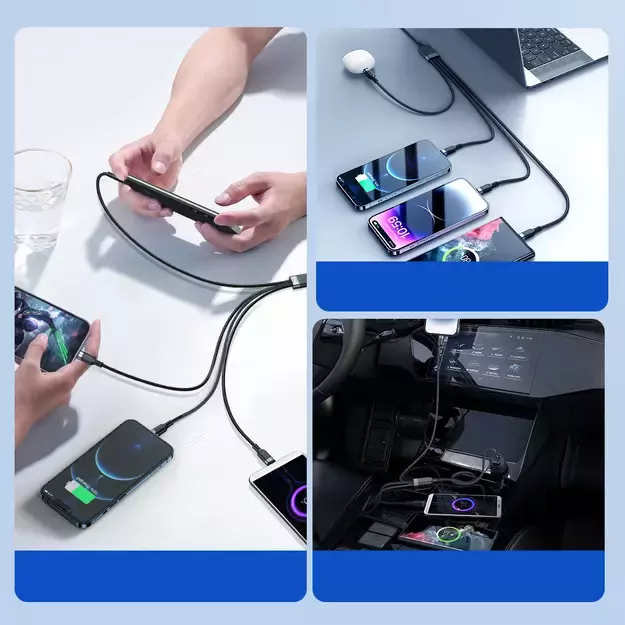 Joyroom Multi-Use Series S-A18 4in1 USB-A - USB-C / Lightning / Lightning / micro USB cable 1.2m - black 20