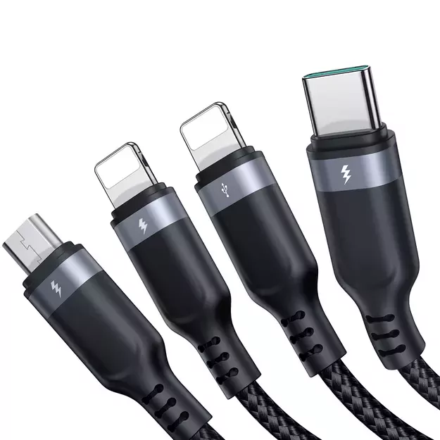 Joyroom Multi-Use Series S-A18 4in1 USB-A - USB-C / Lightning / Lightning / micro USB cable 1.2m - black 12