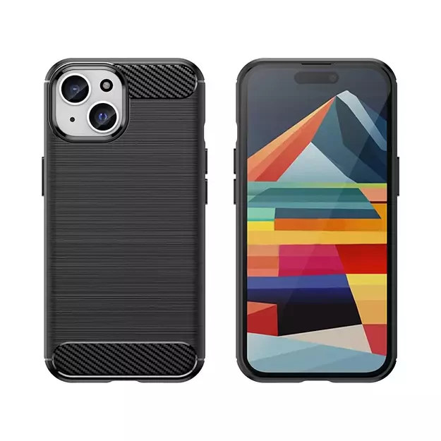 Flexible Carbon Case with carbon pattern for iPhone 15 - black 4
