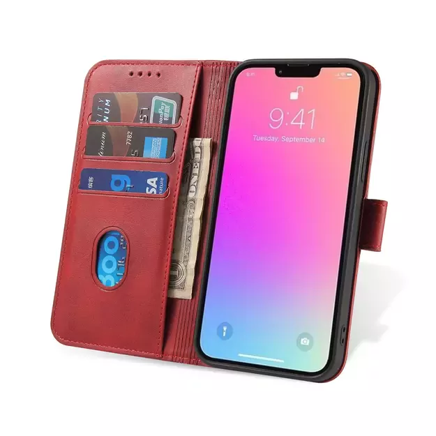 Wallet Case with Stand for iPhone 15 Pro Max Magnet Case - Red 12