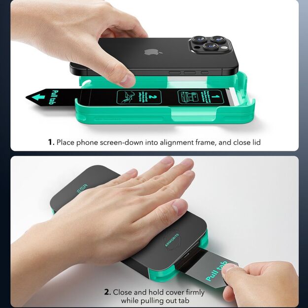 ESR Armorite Tempered Glass for iPhone 16 with Applicator - with Black Frame 3