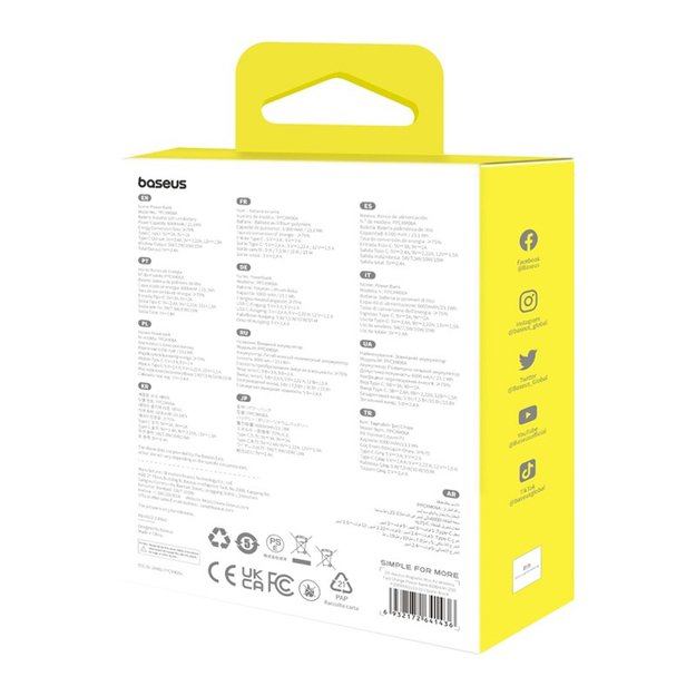 Baseus Magnetic Mini Air 6000mAh 20W Powerbank with Inductive Charging and Baseus Simple USB-C Cable (20V/3A) 30cm - Black 13