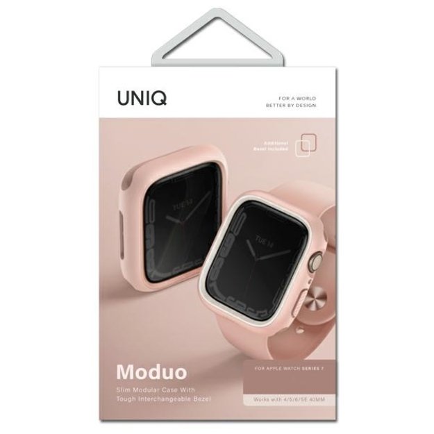 Uniq Moduo case for Apple Watch 4/5/6/7/8/SE/SE2 44/45mm - pink and white 4