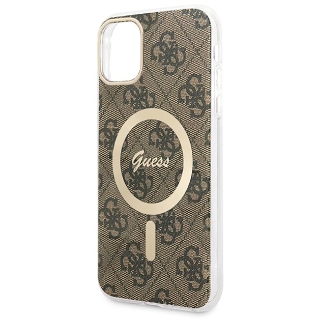 Set Guess GUBPN61H4EACSW Case+Charger iPhone 11 6.1  brown/brown hard case 4G Print MagSafe 5