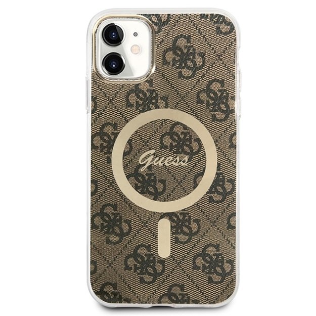 Set Guess GUBPN61H4EACSW Case+Charger iPhone 11 6.1  brown/brown hard case 4G Print MagSafe 2
