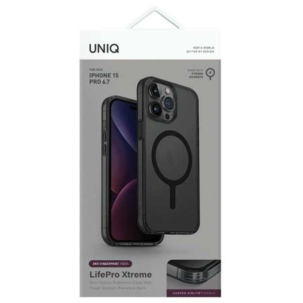 Uniq LifePro Xtreme Magclick Charging case for iPhone 15 Pro Max - black 1