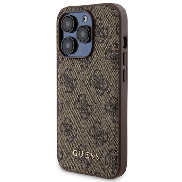 Guess 4G Metal Logo case set for iPhone 15 Pro + 5000mAh MagSafe power bank - brown 1