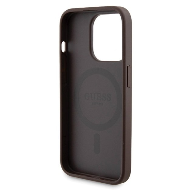 Guess 4G Metal Logo case set for iPhone 15 Pro + 5000mAh MagSafe power bank - brown 6