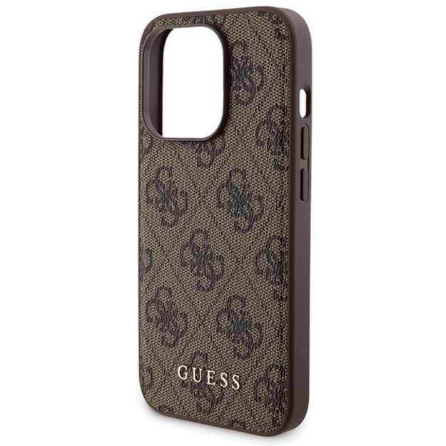Guess 4G Metal Logo case set for iPhone 15 Pro + 5000mAh MagSafe power bank - brown 5